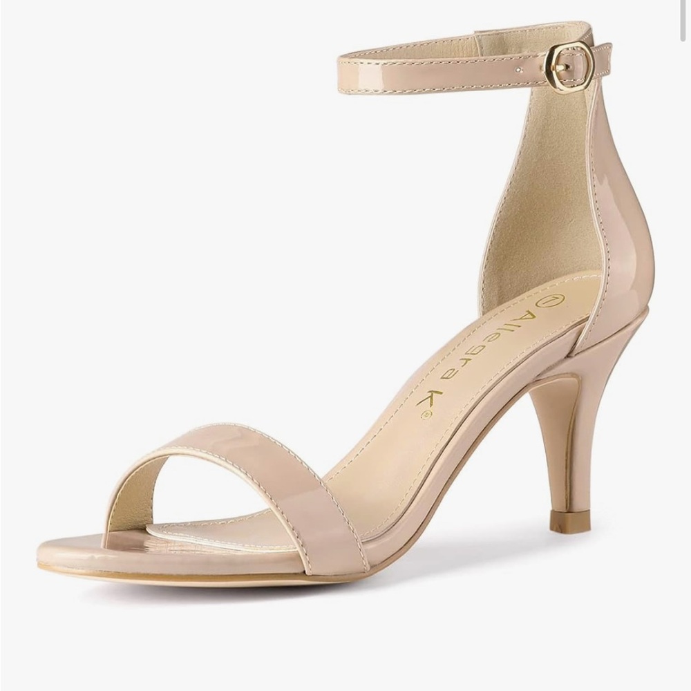 Elegant Nude Ankle Strap Heels